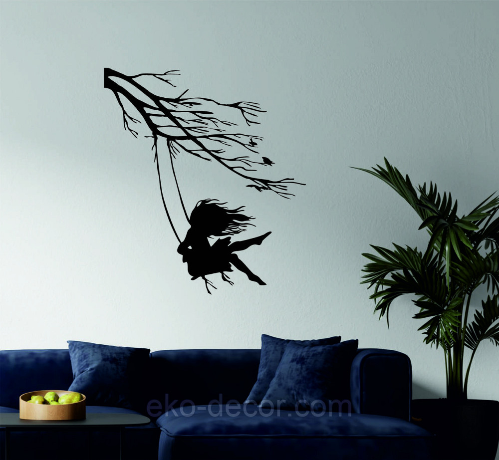 Декоративне настінне Панно «Дівчинка та голуб» Декор на стіну 70*62 см, Чорний Київ - фото 1