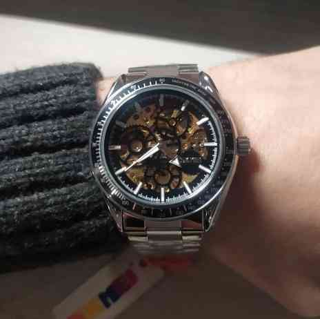 Чоловічий механічний годинник Skmei 9194 скелетон (Сріблястий) Київ