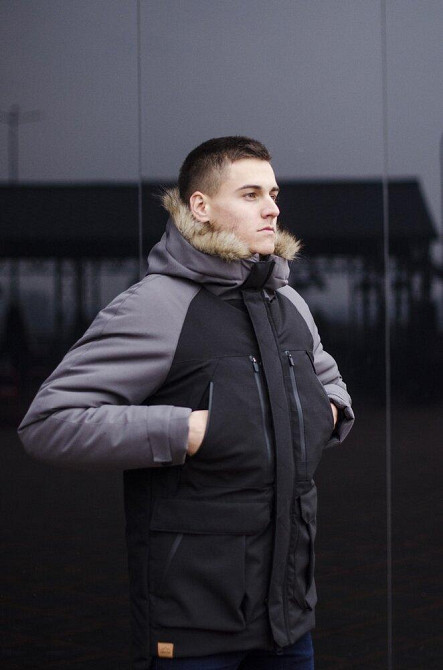 Парка мужская зимняя средняя на коттоне с капюшоном Pobedov seniora udacha Киев - изображение 4