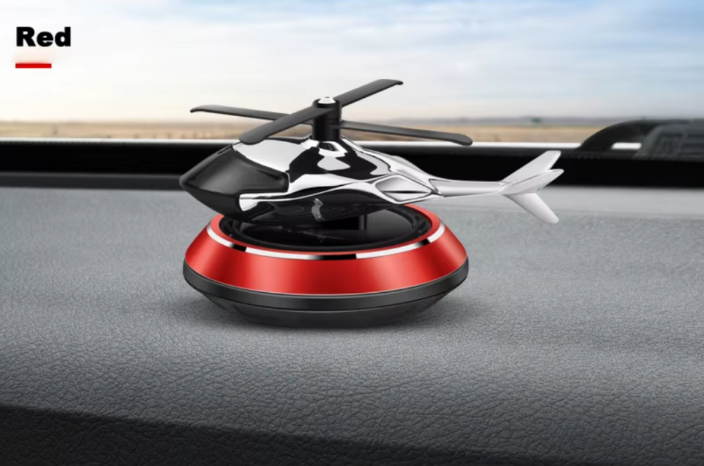 Ароматизатор в авто дифузор в форме вертолета на солнечной батарее,освежитель многоразовый цвет красный Каменец-Подольский - изображение 5