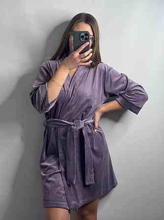 Халат жіночий велюровий під пояс Ліловий S Харків