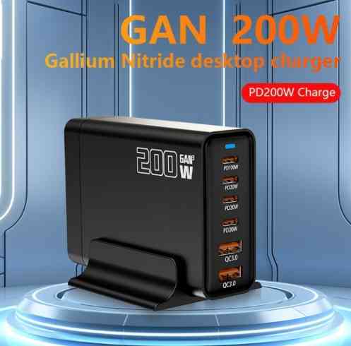 Сетевое зарядное устройство GaN YFY-IQ37 200W (1Type-C-100W+4Type-C-20W+3USBQC3.0-20W) Черный Винница