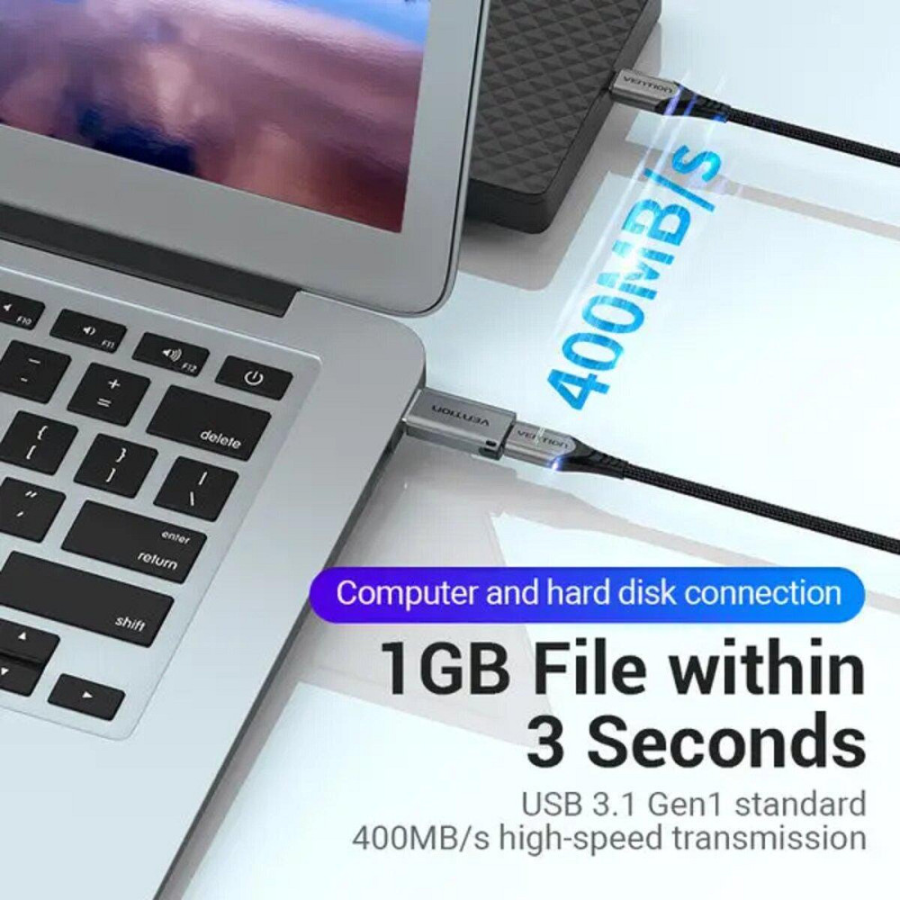 Адаптер перехідник Vention USB 3.0 "тато" - USB-C "мама", сплав алюмінію CDPH0 Одеса - фото 3
