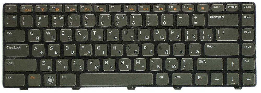 Клавиатура для ноутбука Dell Inspiron (M4040, M4110, M5040, N4050, N4110) Vostro (1540, 3550) с подсветкой (Light), Black, (Black Frame) RU/EN Вінниця - фото 2