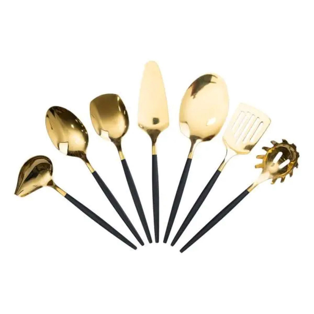 Набір кухонного приладдя 12 предметів столові прилади з нержавіючої сталі Золото з чорним HP-20-22 Коломия - фото 3