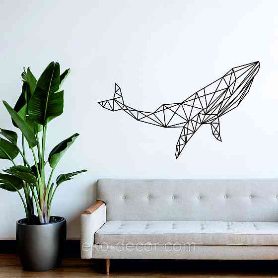 Декоративное настенное Панно «Кит», Декор на стену 70*42 см, Черный Киев