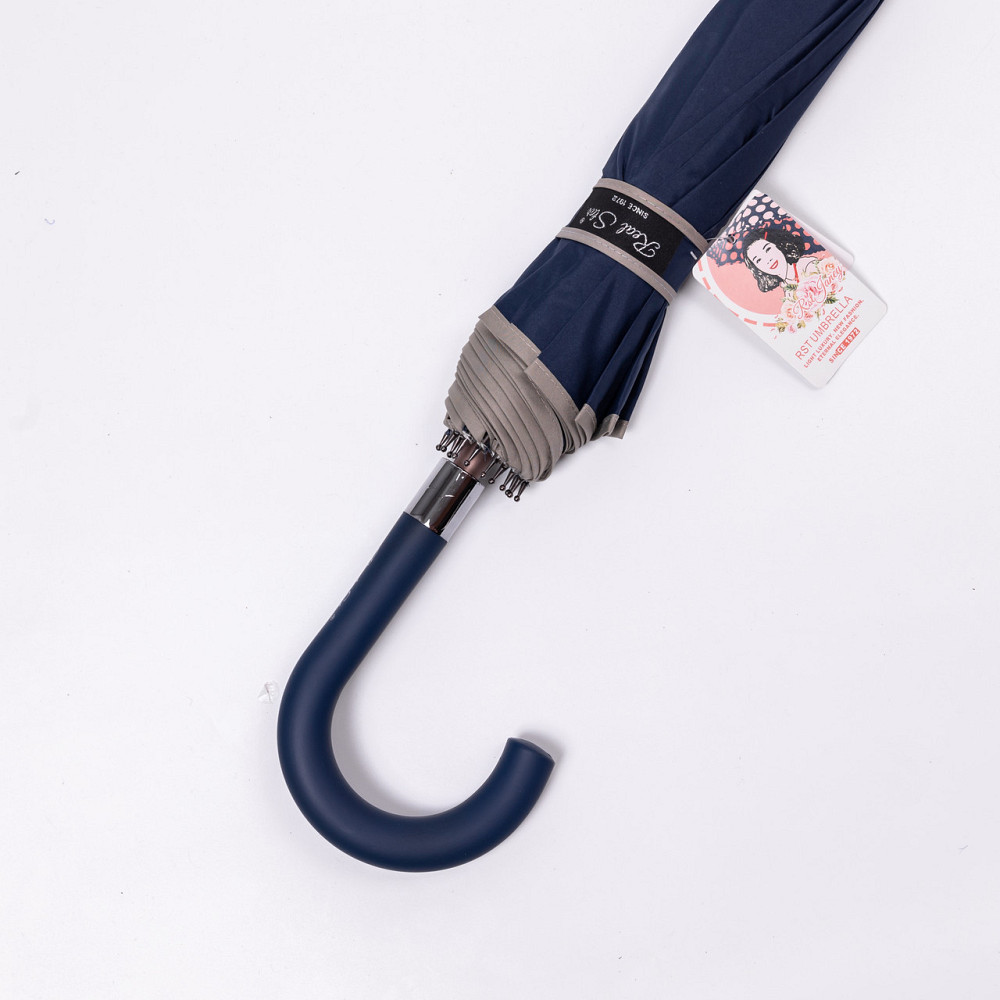 Класична парасолька-тростина з чохлом напівавтомат з поліестеру міцна надійна 12 спиць діаметр 120 см Сірий HP-23-16G Коломыя - изображение 5