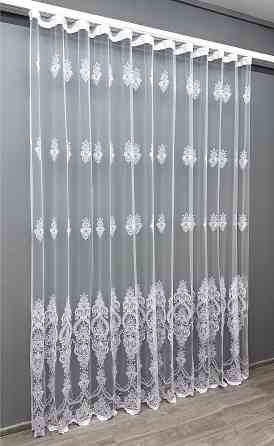 Тюль VR-Textil 1571т Фатин с вышивкой и люрексом Холодный белый 300х270 см (42-0531) Киев