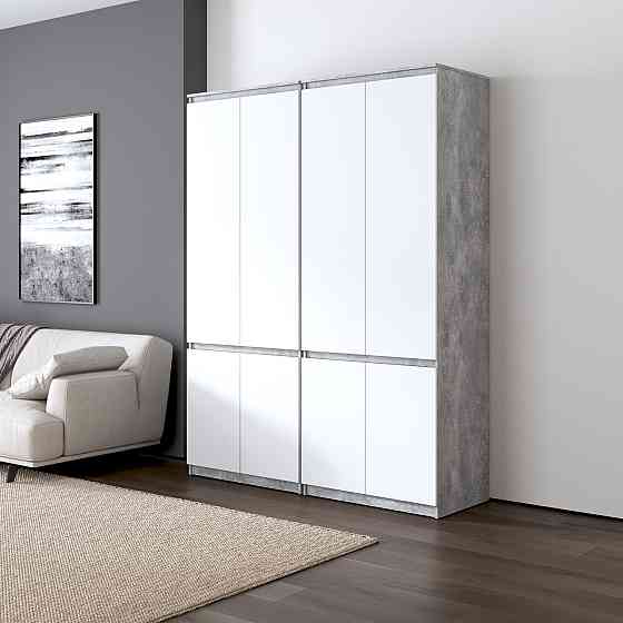 Шкаф для одежды VAYS, со штангой и полками, комплект из 2 шкафов R10+R24 Бетон-Белый фасад Львов