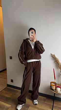 Жіночий теплий костюм-двійка з кантом двосторонній фліс Шоколадний, 44/46 Одеса