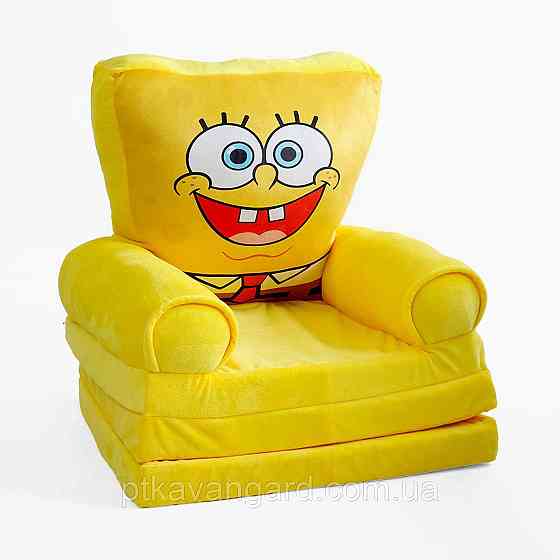 Крісло-ліжко дитяче м'яке "Спанч Боб", крісло трансформер для малюка, розкладне, плюшеве, жовтий Хмельницький