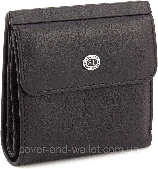 Маленький женский бумажник из натуральной кожи бордового цвета ST 209 Черный Киев - изображение 1
