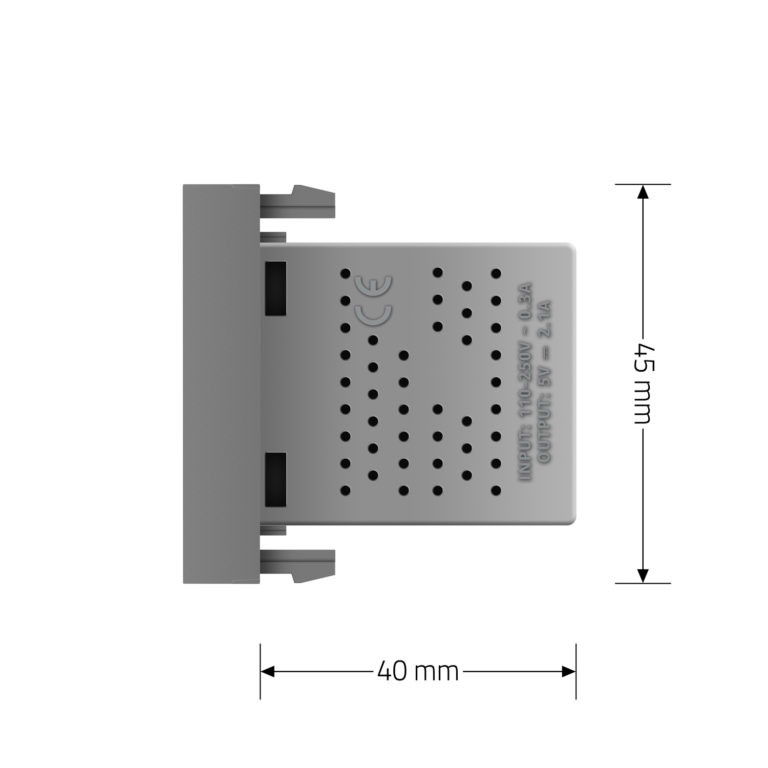 USB розетка LIVOLO 5V 2.1A, сіра, 10Вт, з блоком живлення, модуль 0.5 поста (VL-FCUA-1IP) Коломыя - изображение 6