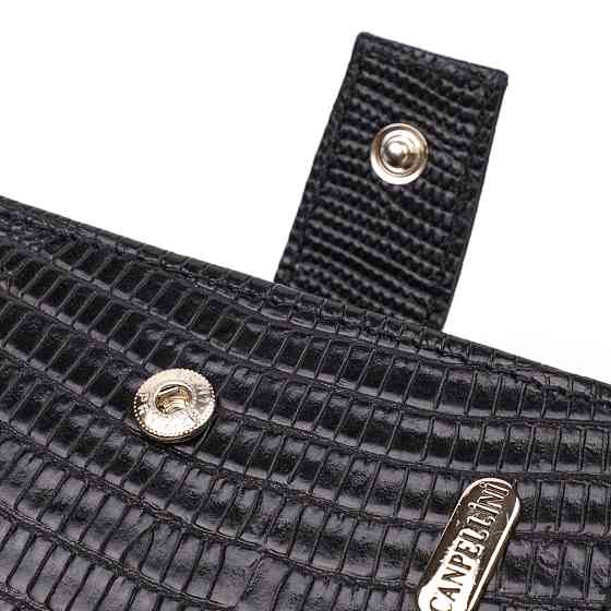 Фактурний чоловічий гаманець з натуральної шкіри з тисненням під крокодила CANPELLINI 21745 Чорний Київ