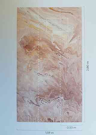 Обои виниловые Grandeco One roll one motif 1.59x2.8 панно мурал 3д абстракция под камень розовые коричневые Киев