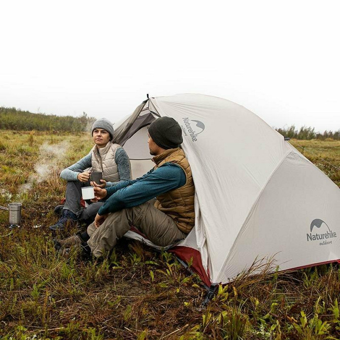 Намет надлегкий двомісний  з футпринтом Naturehike Star-River 2 Updated NH17T012-T, 20D, сіро-червон Київ - фото 6