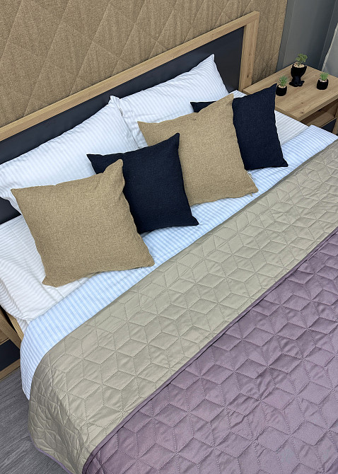 Покривало двостороннє Decorator Microfiber куб 215x240 см бузковий з бежевим (85-143) Київ - фото 3