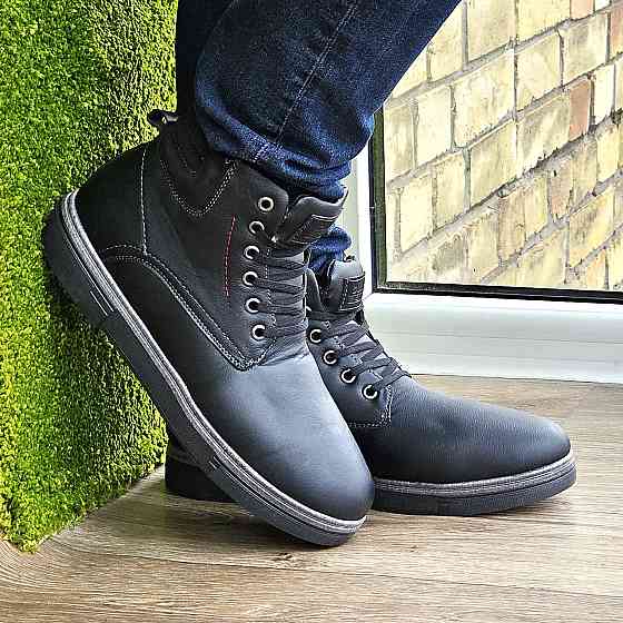 Черевики ЗИМНІ Чоловічі Чорні Кросівки з МЕХОМ на замку з блискавкою (розміри: 41,42,43,44,45) - 301-1 Дніпро
