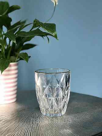 Набір склянок OLens "Золотий смарагд" 270 мл 6 шт. прозорий із золотим обідком для дому та ресторанів Київ