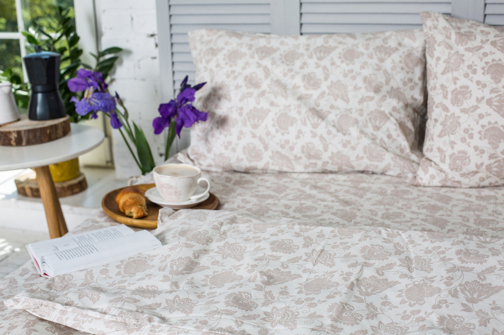 Підковдра на блискавці Ecotton двоспальна 175х210 см бавовняна бежевого кольору Коломыя - изображение 4