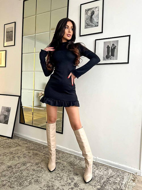 Жіноче трендове тепле плаття урецьке двостороннє Ангора люкс Чорний, 42/44 Одеса - фото 4