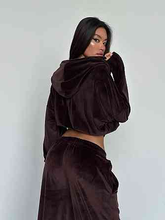 Жіночий стильний повсякденний велюровий костюм плюш-велюр Шоколад, 40/42 Одеса