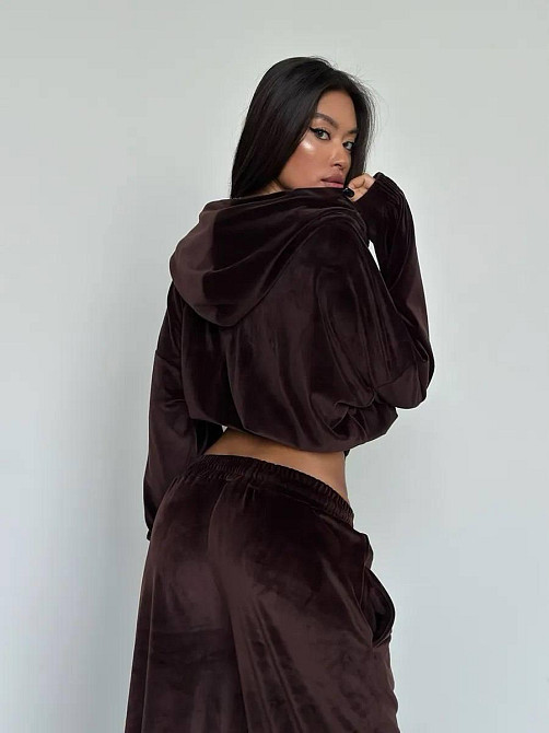 Жіночий стильний повсякденний велюровий костюм плюш-велюр Шоколад, 40/42 Одеса - фото 3