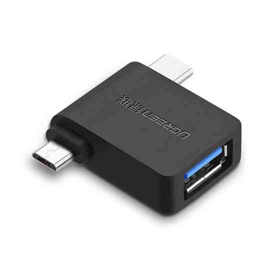 2 в 1 OTG адаптер Ugreen Micro USB + USB-C до USB3.0 30453 (Чорний) Миколаїв