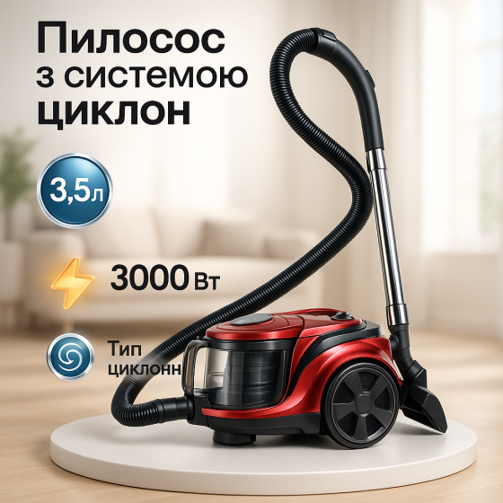Надійний колбовий пилосос для пилу Crownberg CB-0115 3000Вт 3.5л, Професійний пилосос для дому ZR-47 Львів