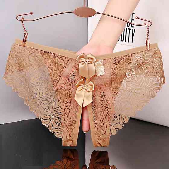 Трусики з розрізом і бантиками one size бежевий Київ