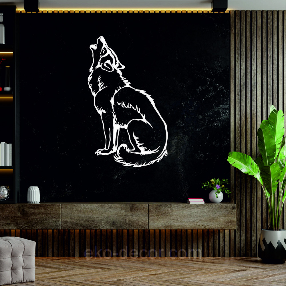 Декоративне настінне Панно «Вовк», Декор на стіну 90*55 см, Білий Київ - фото 3