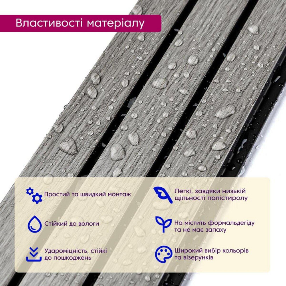 Рейка декоративна PS 2900х120х12мм Світло-сірий дуб SW-00001740 Київ - фото 4
