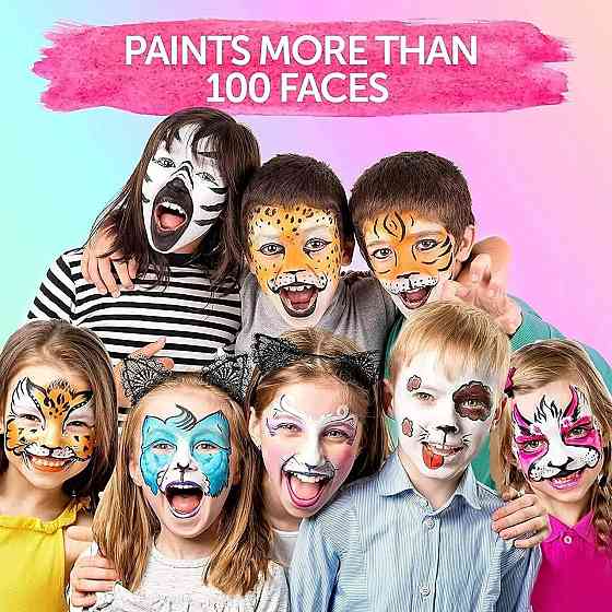 Краски для бодиарта на водной основе 12 комбинаций цветов, водорастворимый пигмент, с кисточкой 23х12х2 см Каменец-Подольский