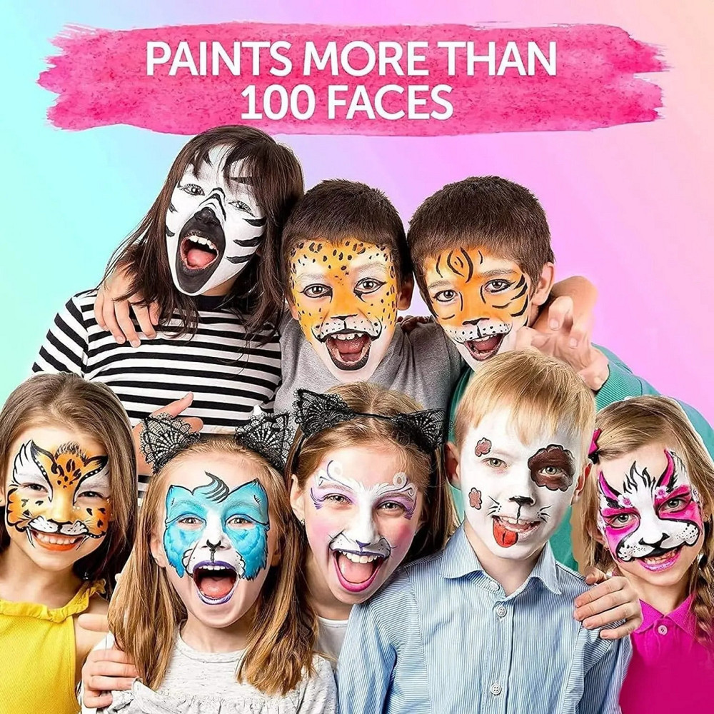 Фарби для бодіарту на водній основі 12 комбінацій кольорів, водорозчинний пігмент, з пензликом 23х12х2 см Кам'янець-Подільський - фото 6