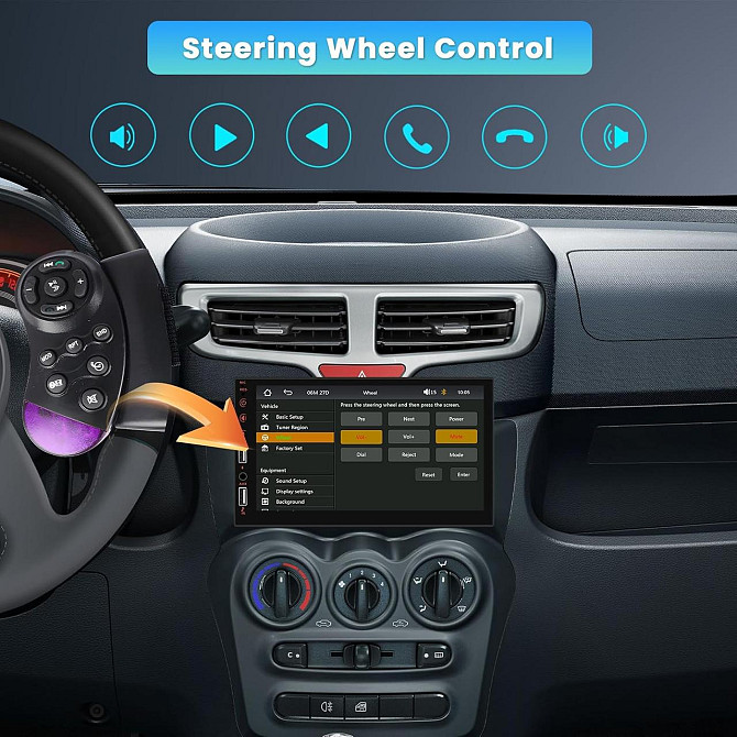 Автомагнітола 7″ Inefala 1DIN CarPlay Android Auto, Bluetooth, FM/RDS, USB, MirrorLink, AHD камерою, SWC, пультом CANBUS Київ - фото 6
