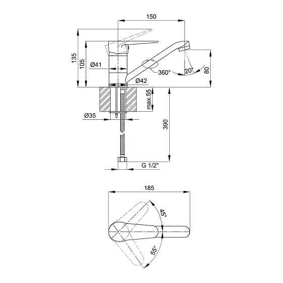 Смеситель для кухни Lidz Nicole 002M (k35) LDNIC002MCRM21879 Chrome Киев