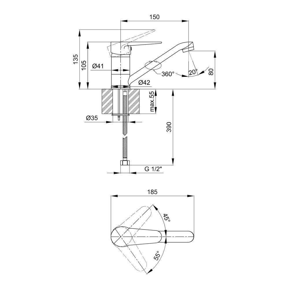 Смеситель для кухни Lidz Nicole 002M (k35) LDNIC002MCRM21879 Chrome Киев - изображение 2