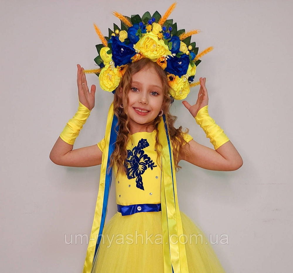 Віночок ободок з квітами "Сценічний з колосками та стрічками" Кривий Ріг - фото 2