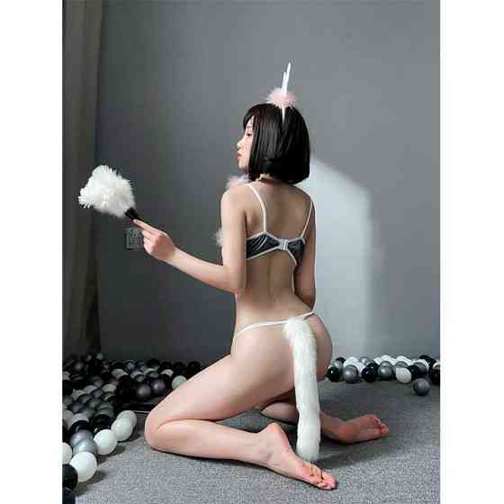 Стринги с лисьим хвостиком - Белый - S-L- Эротическое бельё Винница