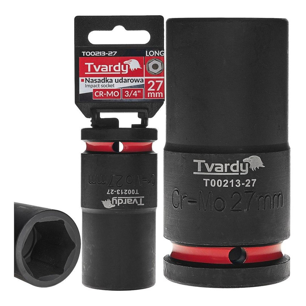 Головка ударна "Tvardy" з хром-молібденової сталі (Cr-Mo)  3/4"  6-гранна довга 27 мм Киев - изображение 2