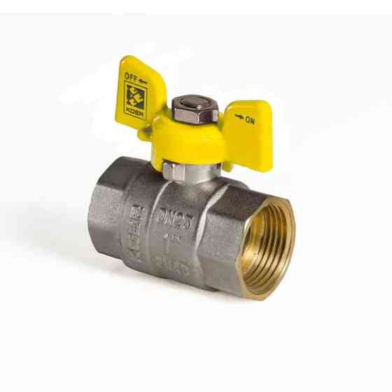 Кран кульовий KOER KR.217.G - 1" FF ГГМ YELLOW, ручка "метелик" жовта (KR0093) Київ