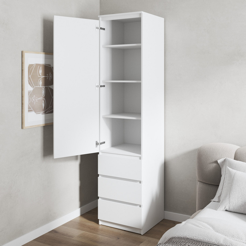 Шкаф для одежды VAYS, пенал с полками и ящиками, без ручек R-35 Венге Темный Львов - изображение 2