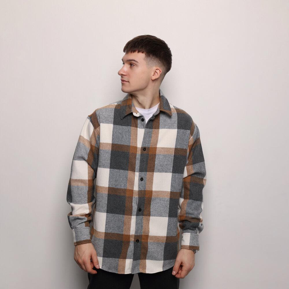 Рубашка в клетку серо-коричневая. Мужская рубашка Pobedov Tartan в клетку серо-коричневая Киев - изображение 1