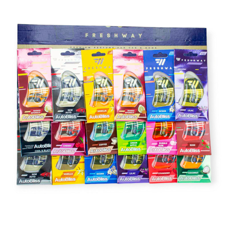 Ароматизатор на зеркало жидкий 8мл fresh way машинки mix (планшет 18шт) Мукачево - изображение 1