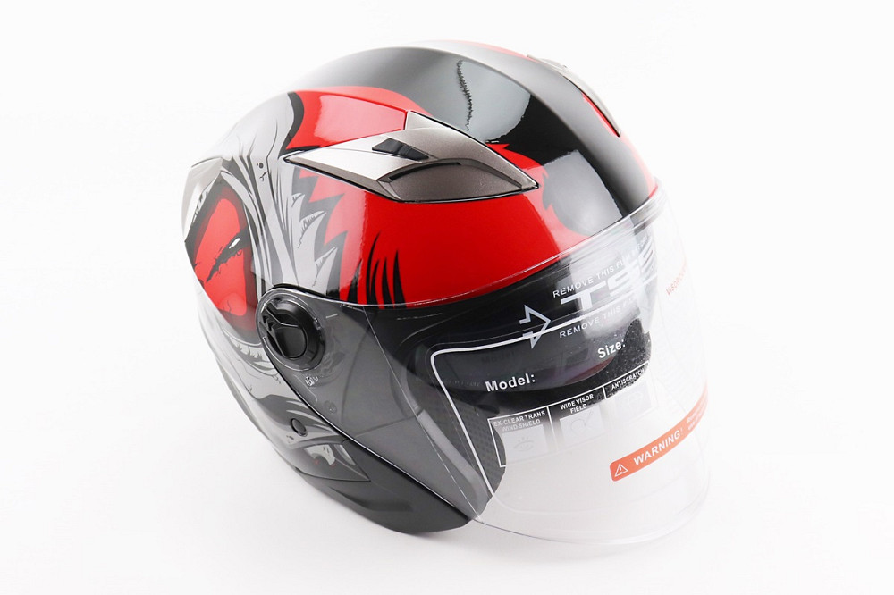 Шолом відкритий+відкидні окуляри BLD-708 S (55-56см), ЧОРНО-ЧЕРВОНИЙ "Raptor" Киев - изображение 1