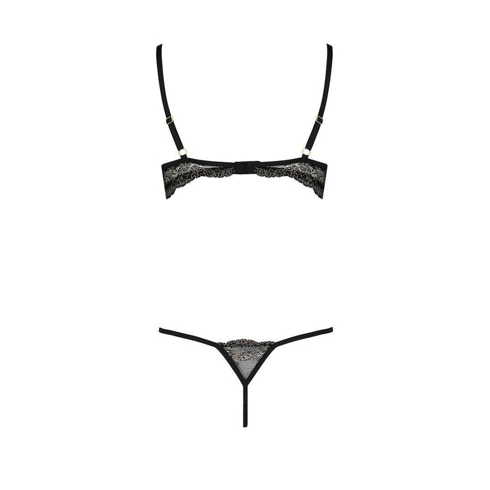 Комплект белья Passion Exclusive VALERY SET OpenBra XXL/XXXL, black, стрэпы, трусики, открытый лиф Sex Aura Киев - изображение 6