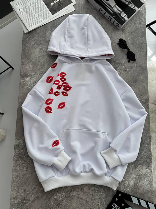 Унисекс худи оверсайз кроя с накатом 