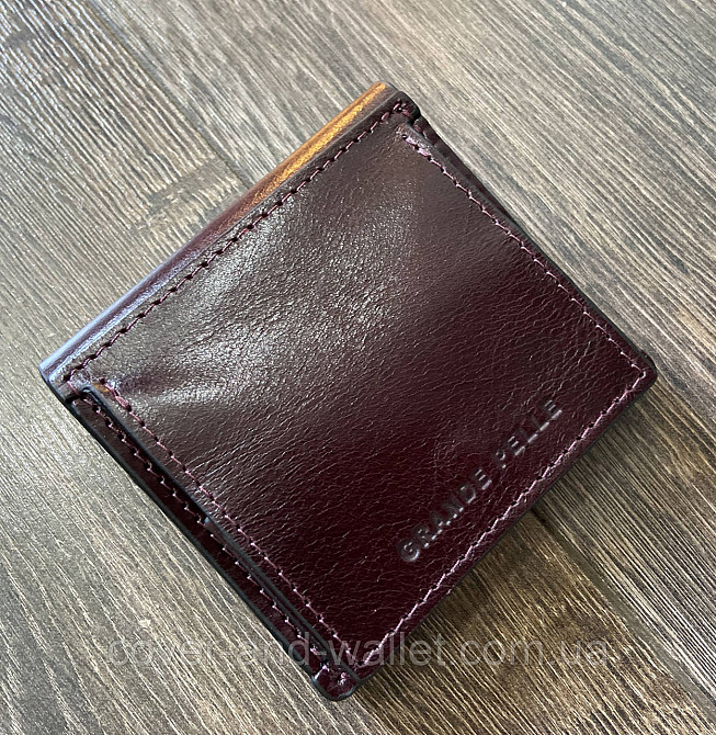 Компактний жіночий гаманець бордового кольору з італійської шкіри Grande Pelle Lettera Київ - фото 2