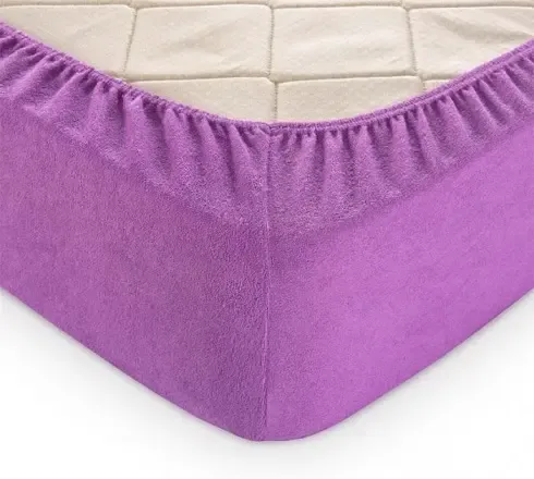 Digital сиреневая Простынь махровая на резинке с наволочками Anisa (220х240+30 см) Київ