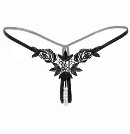 Трусики з доступом та трояндами чорні - розмір універсальний Київ